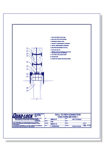 R-22 Regular ICF Walls: QL-113 Wall to Pier Connection Void Form (Method 1)