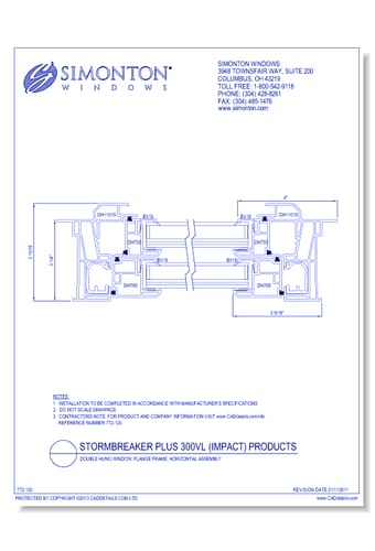 StormBreaker Plus 300VL (Impact) Products: Double Hung Window, Flange Frame, Horizontal Asembly