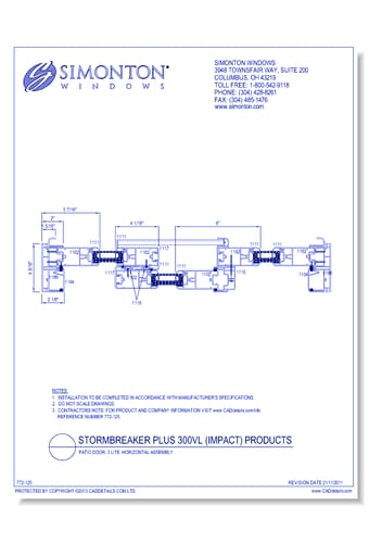 StormBreaker Plus 300VL (Impact) Products: Patio Door, 3 Lite, Horizontal Assembly