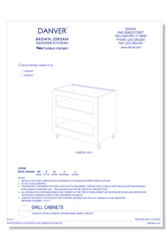OWDXX00: Double Warming Drawer Base Cabinet (specify)