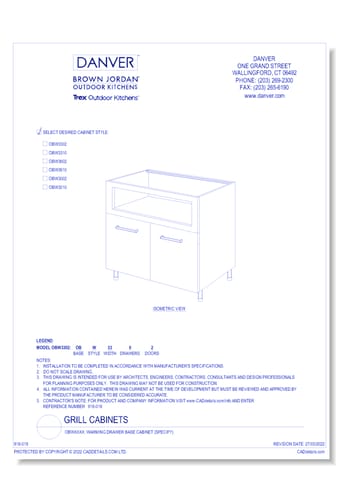OBWXXXX: Warming Drawer Base Cabinet (specify)