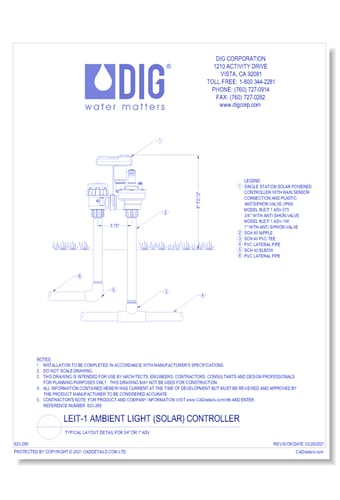 LEIT-1 Ambient Light (Solar) Controller - Typical Layout Detail for 3/4" Or 1" ASV