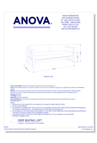 SW5501-23 - Loft Teak Sofa with Cushions