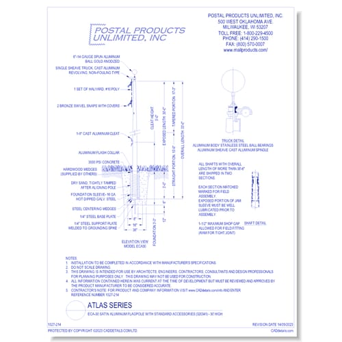 preview of ECA-30 Satin Aluminum Flagpole with Standard Accessories (320341) - 30' High
