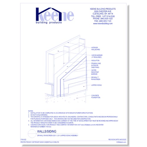 Driwall Rainscreen 020-1, LS-1 Lapped Siding Assembly