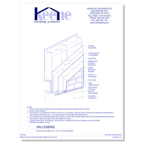 Driwall Rainscreen 020-1, TSV-1 Thin Stone Veneer
