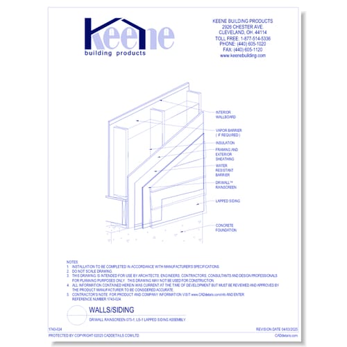 Driwall Rainscreen 075-1, LS-1 Lapped Siding Assembly