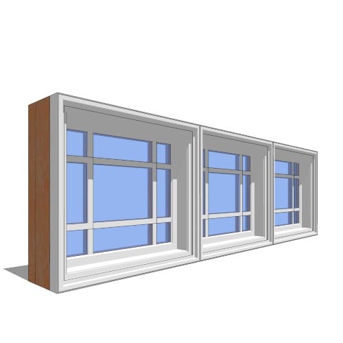 preview of Premium Series™ Window Revit Family: Double Hung Transom - 3 Wide