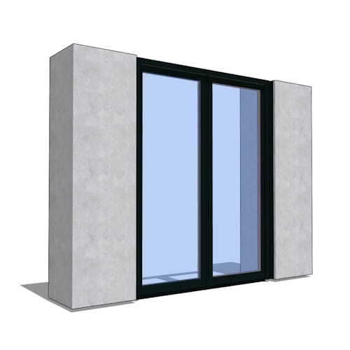 preview of Contemporary Collection ™ Door Revit Family: Multi-Slide Bi-Parting Pocket Door Single Track - T-Track Sill