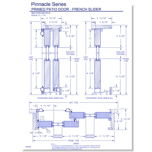 preview of Pinnacle Primed Sliding Patio Door: Section Details