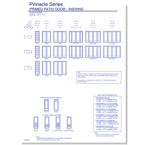 preview of Pinnacle Primed Swinging Patio Door: Elevations