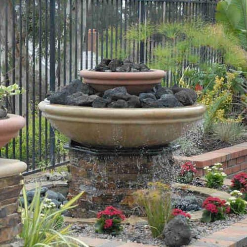 Meron Ribbed Double Fire Bowl / Water Bowl / Planter   preview 2