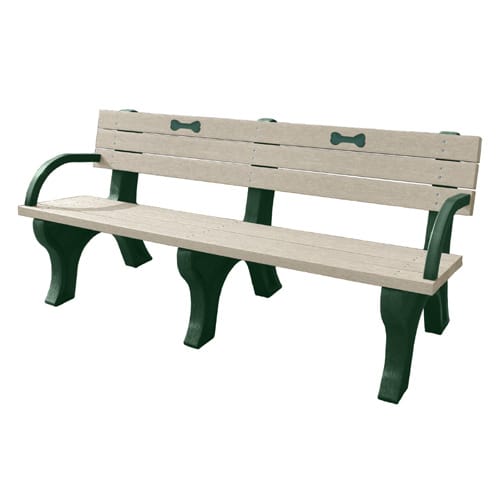 DOGIPARK® 6' Backed Poly Bench with Arms ( 7713-GS-BONES ) preview 1
