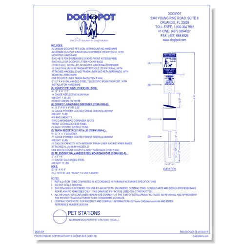 Aluminum DOGIPOT® Pet Station ( 1003A-L )