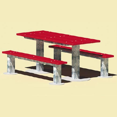 APT Series: Multi Pedestal Rectangular Table w/ Recycled Plastic Top & Seat Planks ( AI-1774 ) preview 1
