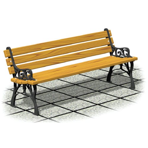 Gibraltar Series: Cast Aluminum Bench w/ Lumber Back & Seat Planks preview 1