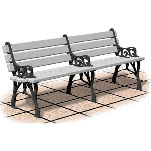 Gibraltar Series: Cast Aluminum Bench w/ Recycled Plastic Back & Seat Planks preview 1