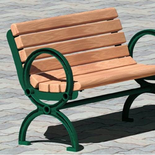 Gillette Series: Cast Iron Surface Mount Contour Bench w/ Lumber Seat preview 1