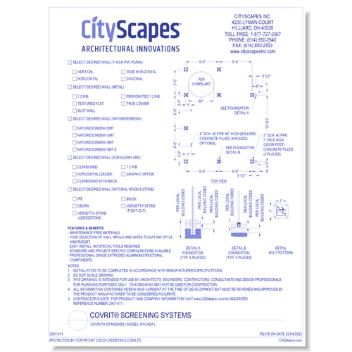 Covrit® Screening Systems: 1313ADA Single Covrit® Enclosure with ADA Walk-In - CityScapes, Inc.