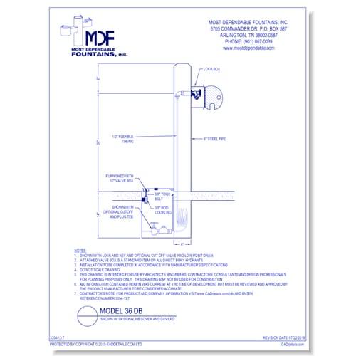 preview of ** MDF 36 DB** Pedestal direct bury **Hydrant** with HBC and kit COV w/ LPD Attached valve box standard