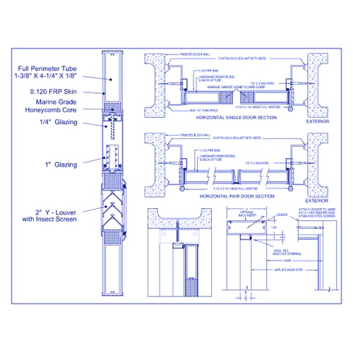 preview of Series 200BE FRP Flush Door: Horizontal Pair Door Section