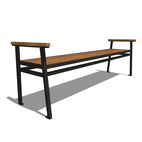 Model STE-23-W: Stell Backless Bench, Wood Slats - 6ft 