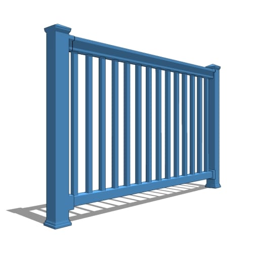 VRT6-3: 3’ High Traditional Baluster 1-1/2” X 1-1/2”, T-Rail Top And 2” X 3.5” Bottom Rail, 6’ Wide