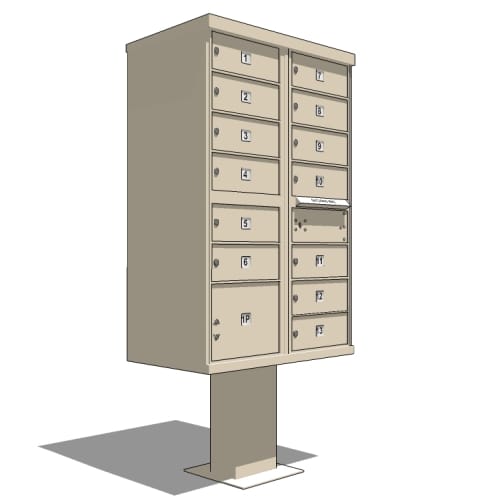 Type IV CBU with Pedestal: Front Loading (N1029597) - 13 Doors w/ 1 Locker