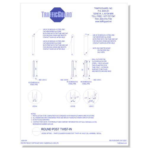preview of Model RPT6601: TrafficGuard® Round Post "Twist-In", Assembly Detail