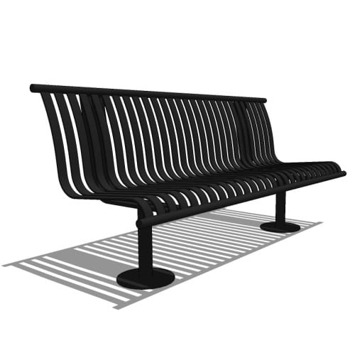 preview of Model CV1-1020: CityView Backed Bench - Vertical Strap, Six Foot Length, No Ends, Surface Mount