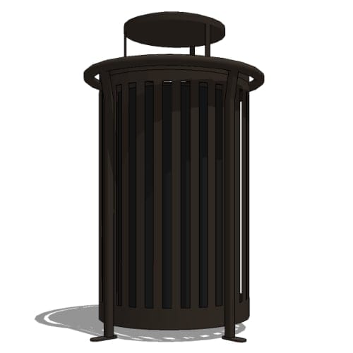 Model NP2-1001: NewPort Top Opening Receptacle - Decorative Ring, 40 Gal., Surface Mount, Dome Top