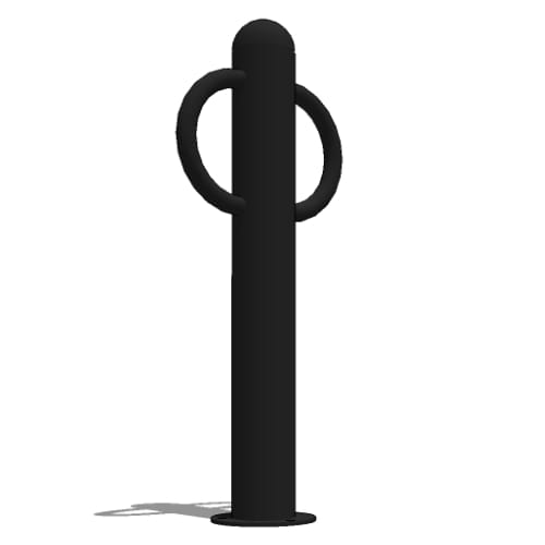 Model BP4-02-SM: BikePost, Bollard Style Bike Rack - Three Loop, Surface Mount