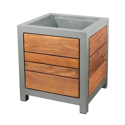 22'' Skyline Planter With Tropical Wood Slates preview 1