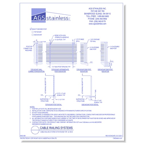 preview of Cable Railing Systems: Cable Railing System with Round Top, 42 Inch 