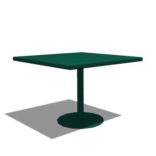 preview of Disk Base Café Table: 36 or 42 Inch Square, Steel Disk Pedestal Base