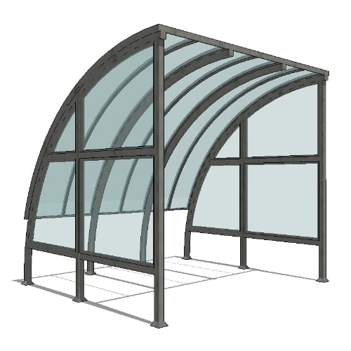 Urban Racks Shelter: UBSS Simple, Anodized Aluminum - 6 Bike Capacity ( UBS-OpenShelter-9 )