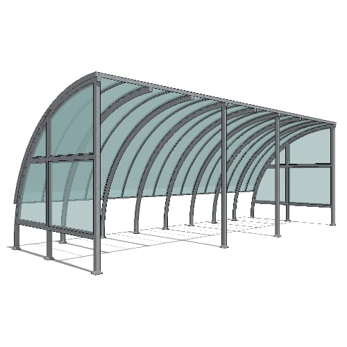 Urban Racks Shelter: UBSS Simple, Anodized Aluminum - 18 Bike Capacity ( UBS-OpenShelter-25 )