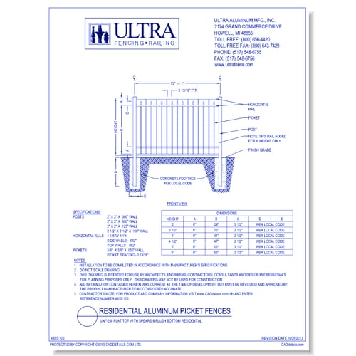 preview of UAF-250: Flat Top with Spears & Flush Bottom Residential Fence