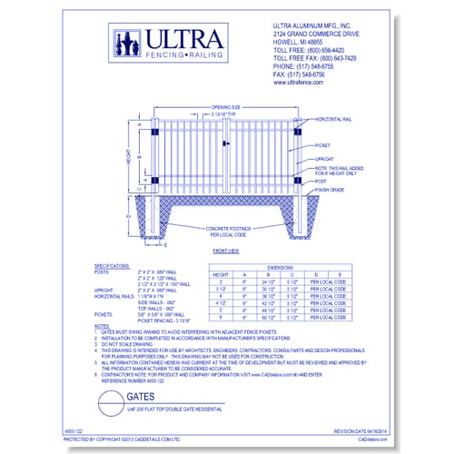 preview of UAF-200: Flat Top Double Gate Residential