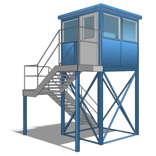 preview of Model SEC-015: Elevated Booth - Plan View, Anchor Bolt Layout, Section, Legend