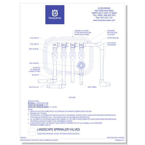 preview of Landscape Sprinkler Valves: HRP Series Manifold Detail