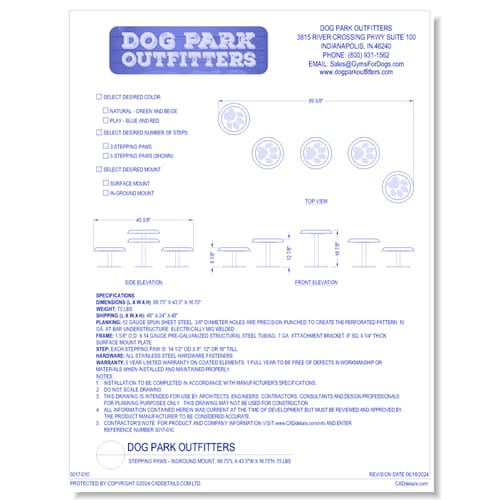 Dog Park Outfitters - Stepping Paws - Inground Mount, 88.75"L x 43.5"W x 16.75"H, 75 lbs