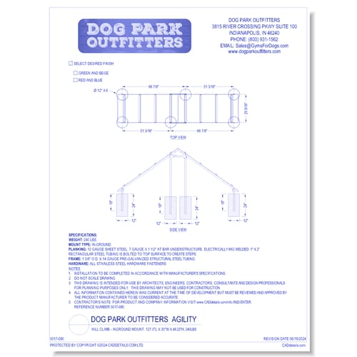 Dog Park Outfitters - Hill Climb - Inground Mount, 127.5"L x 30"W x 48.25"H, 240lbs