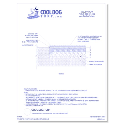 Gyms For Dogs - Cool Dog Turf - DL-TURF-RUN Run & Play Sports Performance Series Pet Turf