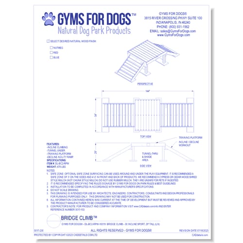 Gyms For Dogs - DL-BC2-RPW-10019: Bridge Climb - 30 Incline Sport, 29" Tall (L/X)
