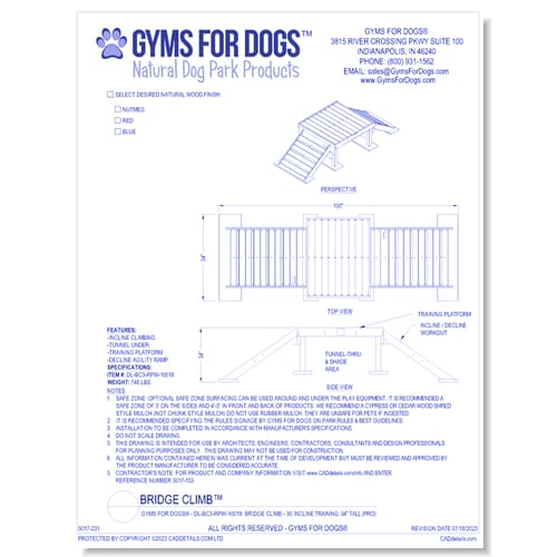 Gyms For Dogs - DL-BC3-RPW-10018: Bridge Climb - 30 Incline Training, 34" Tall (Pro)