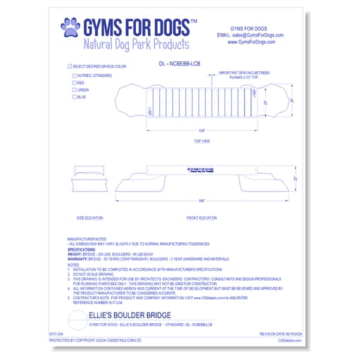 Gyms For Dogs - Ellie’s Boulder Bridge - Standard - DL-NCBEBB-LCB