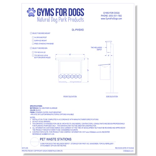 Gyms For Dogs The Wellness Depot - Storage for First Aid, Sunscreen, Topical Repellent - Attachment Option for the PWS