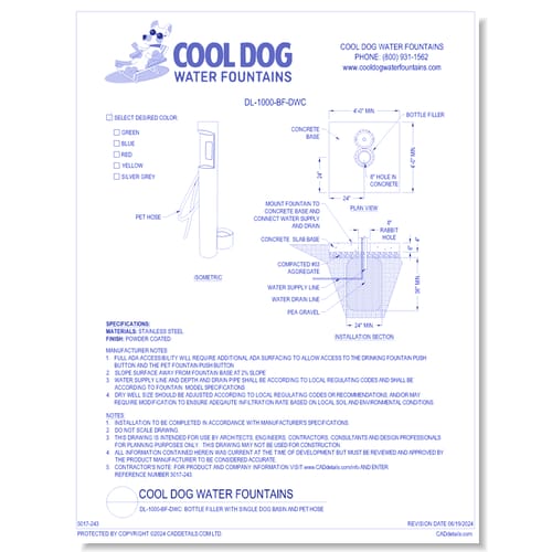 DL-1000-BF-DWC - Bottle Filler with Single Dog Basin and Pet Hose