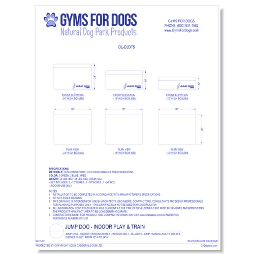 Jump Dog - Indoor Training Boxes - Indoor Only DL-JDJT5 - Jump Training Agility Box Set, 5 Boxes in Set, from 12” H to 24” H